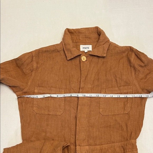 MATE THE LABEL LINEN SEDONA TAN LONG SLEEVE BUTTON UP JUMPSUIT SIZE SMALL - Picture 14 of 16